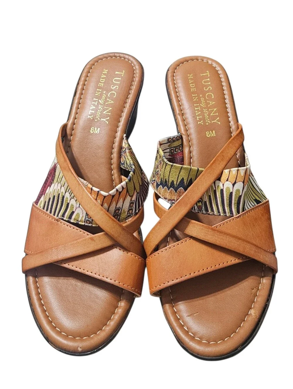 Tuscany by Easy Street Size 8M Made in Italy Women's Wedge Slide Sandals